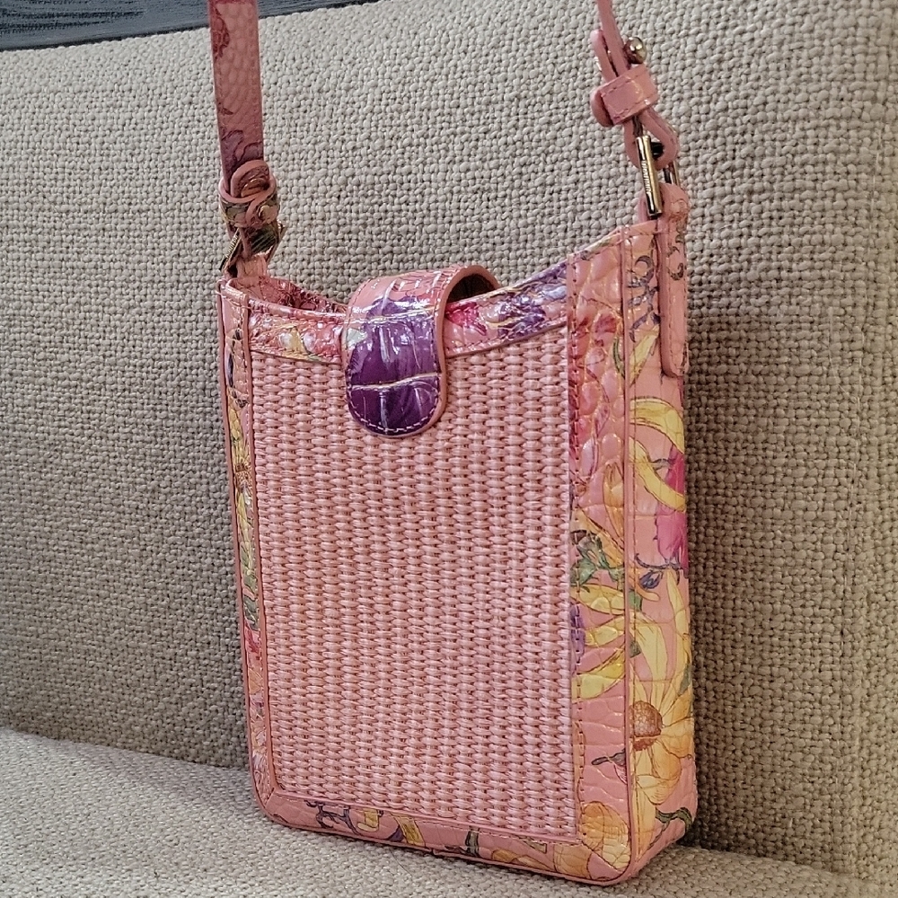 Floral Pink Woven Crossbody Bag and Wallet Set - Picture 5 of 6